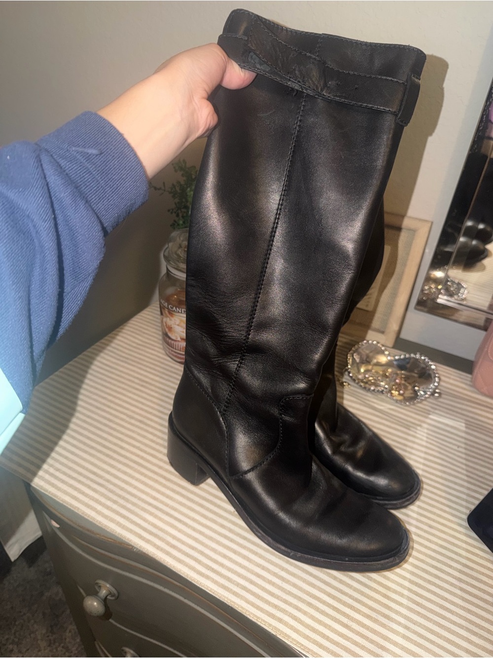 Gucci Classic Black Leather Knee-High Boots